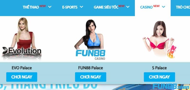 Một số game bài hấp dẫn tại Casino Fun88